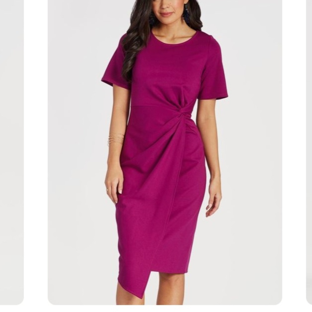 Fuchsia Ponte Knit Midi Dress - NWT